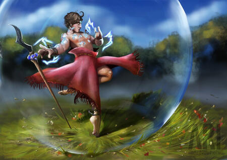 Illustration of a Sorcerer casting Thunderwave